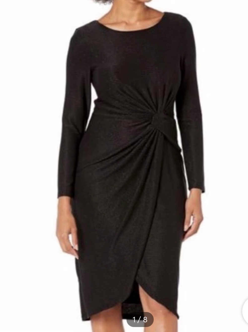 Adrianna Papell Black Dress with Gathered Waist NWT Size 8